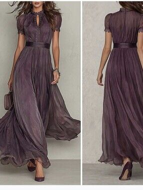 Elegant Mauve Maxi Dress with Smocked Waist
